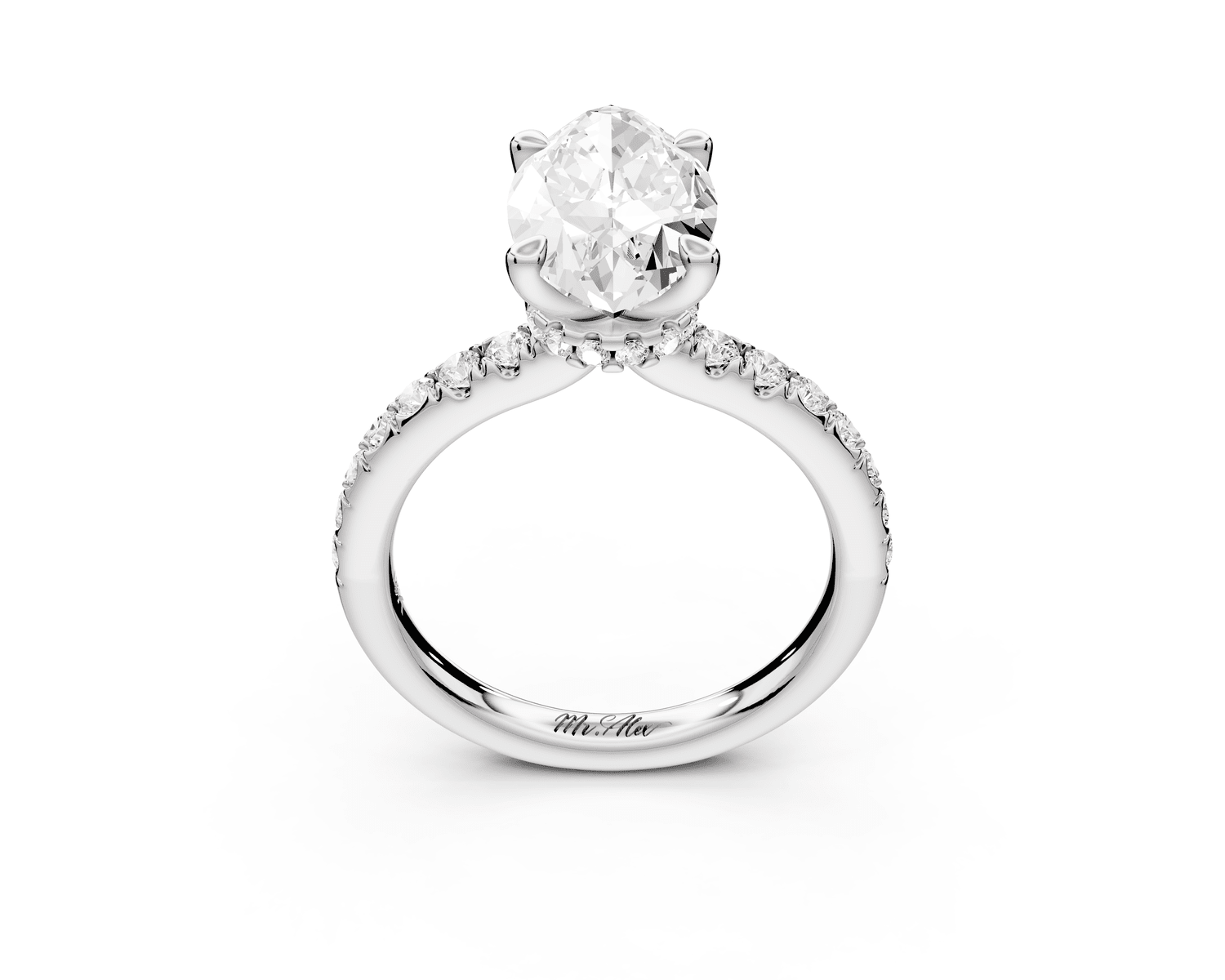 Flora - 3ct 18k white gold marquise talong prong Wrap around halo Half Band Engagement Ring - Mr. Alex Jewelry