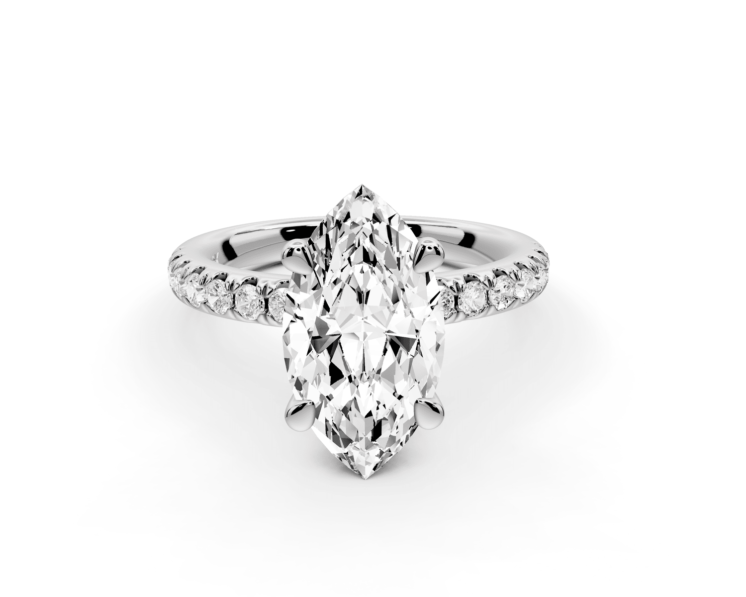 Flora - 3ct 18k white gold marquise talong prong Wrap around halo Half Band Engagement Ring - Mr. Alex Jewelry
