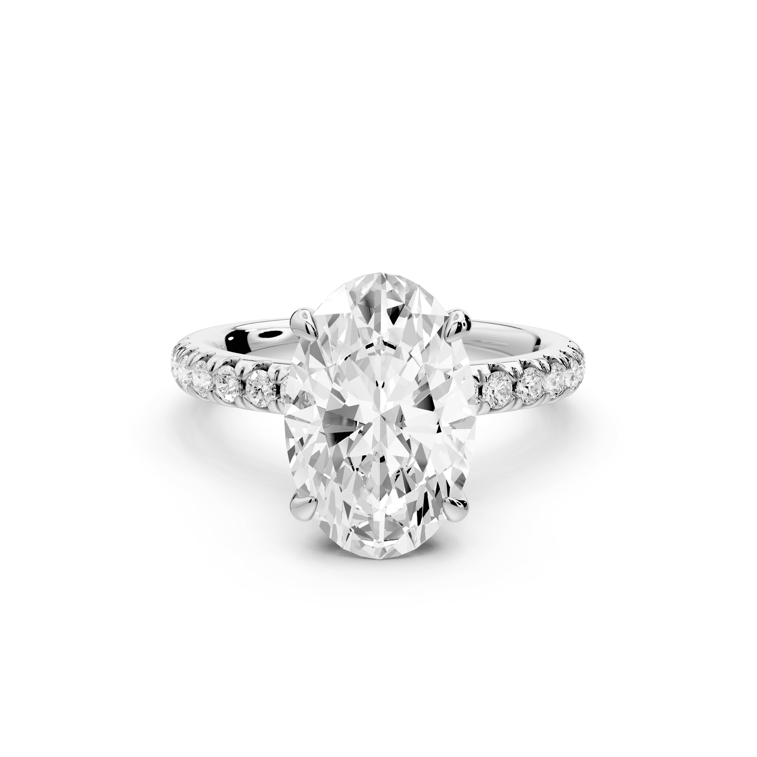 Flora - 3ct 18k white gold oval talong prong Wrap around halo Half Band Engagement Ring - Mr. Alex Jewelry