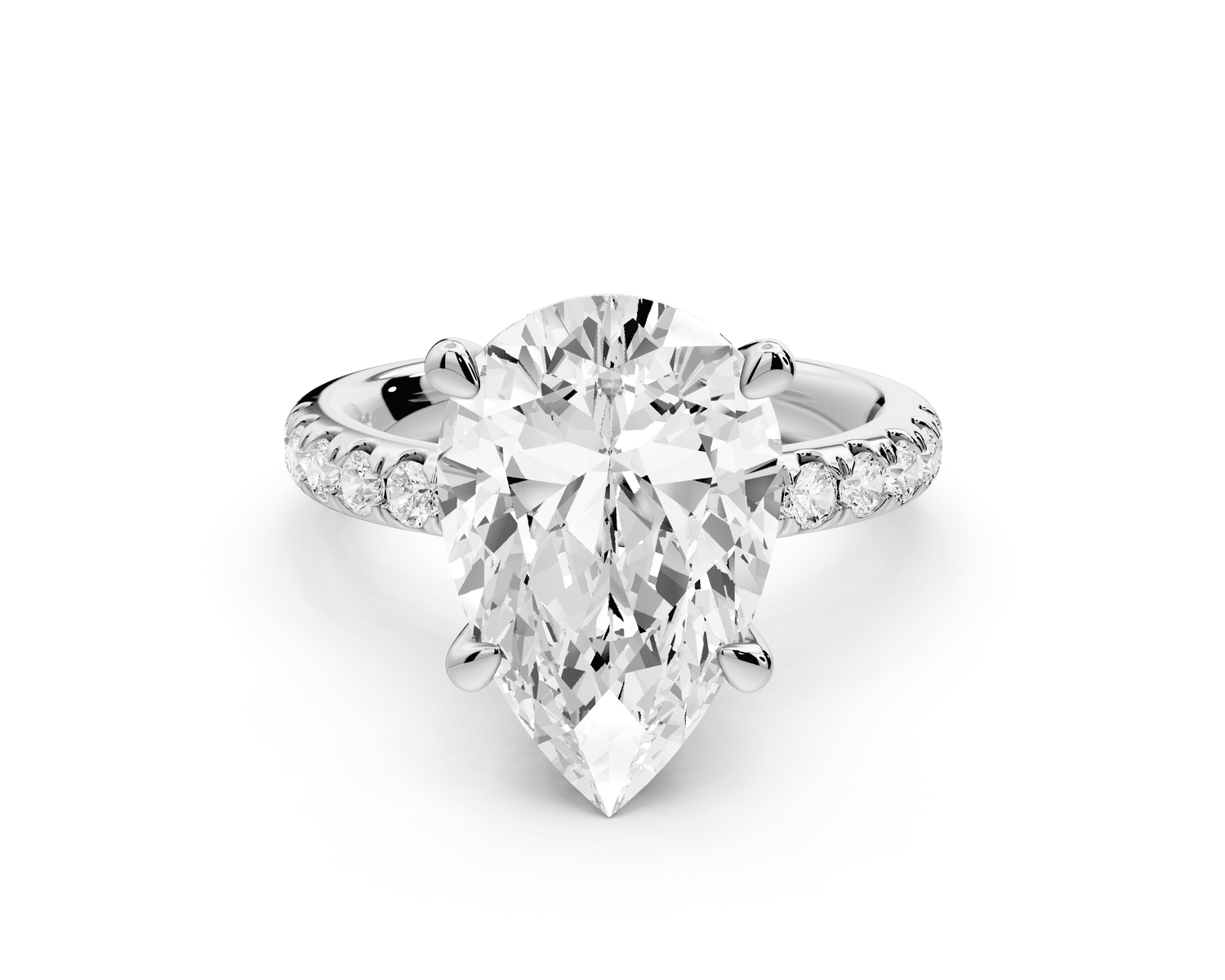 Flora - 3ct 18k white gold pear talong prong Wrap around halo Half Band Engagement Ring - Mr. Alex Jewelry