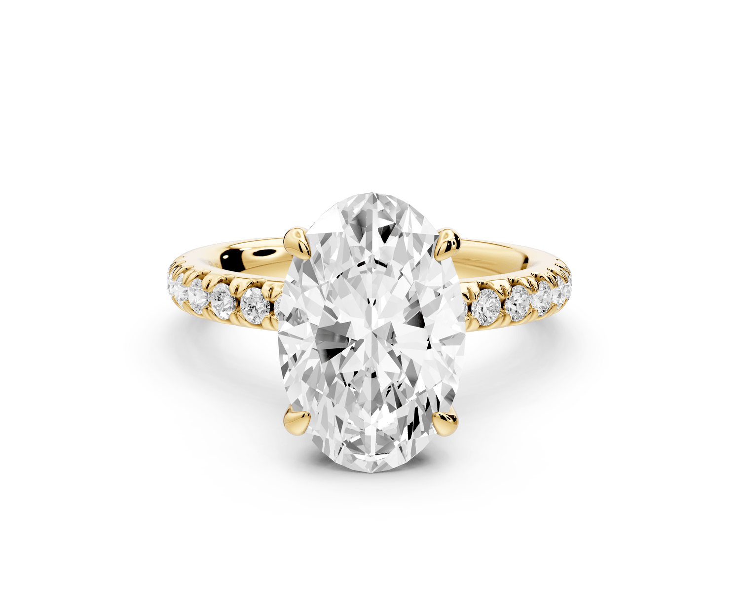 Flora - 3ct 18k yellow gold oval talong prong Wrap around halo Half Band Engagement Ring - Mr. Alex Jewelry