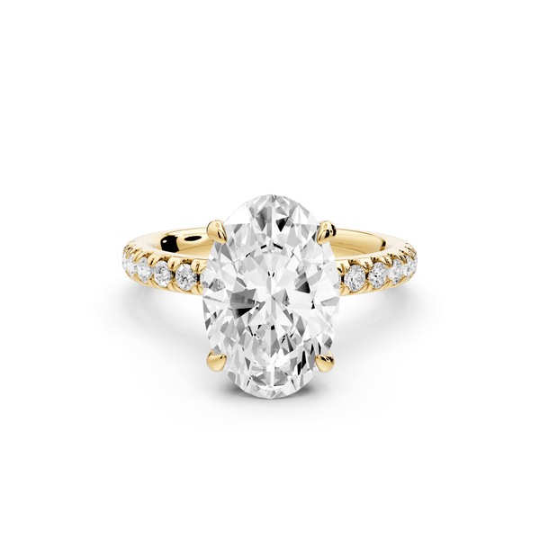 Flora - 3ct 18k yellow gold oval talong prong Wrap around halo Half Band Engagement Ring - Mr. Alex Jewelry