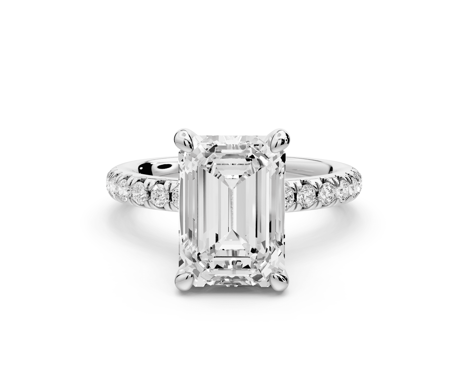 Flora - 3ct platinum emerald talong prong Wrap around halo Half Band Engagement Ring - Mr. Alex Jewelry