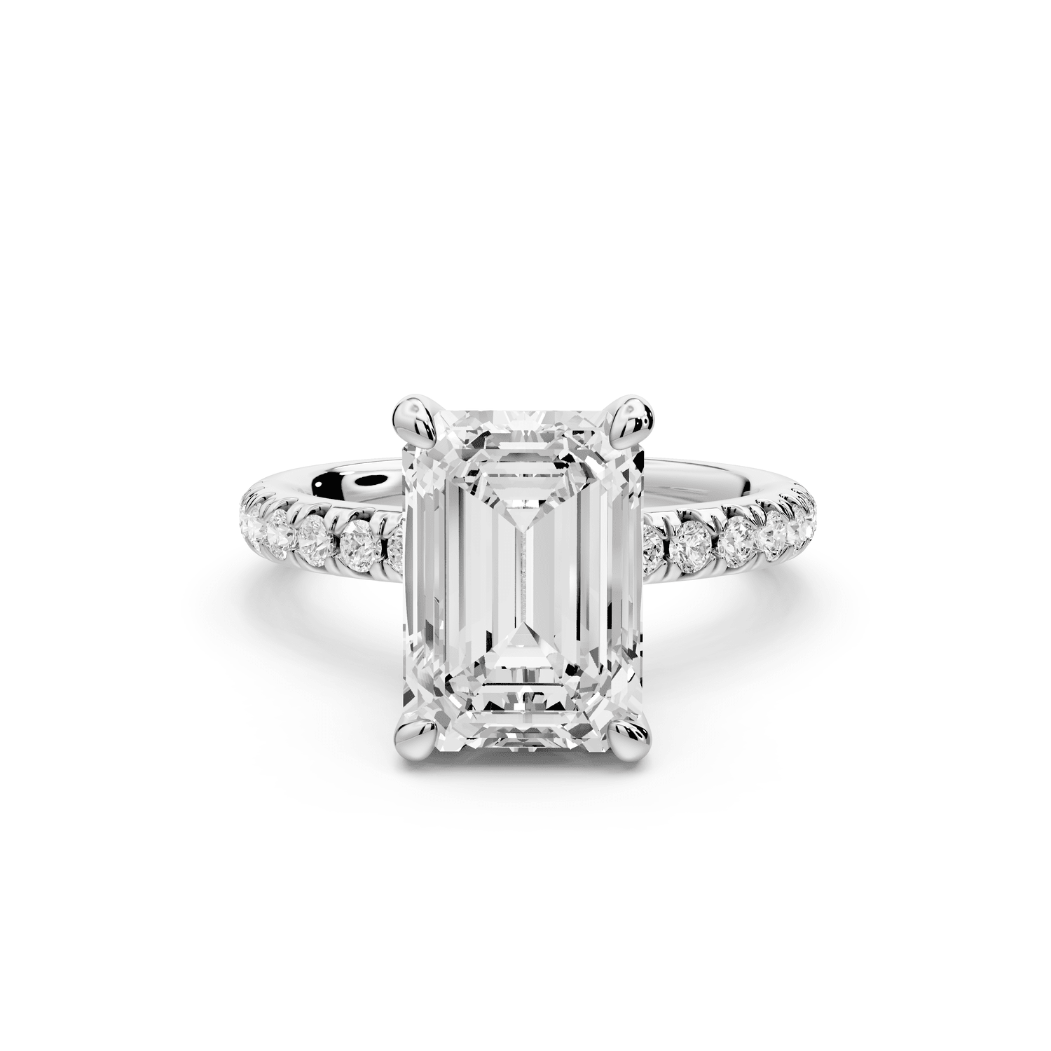 Flora - 3ct platinum emerald talong prong Wrap around halo Half Band Engagement Ring - Mr. Alex Jewelry