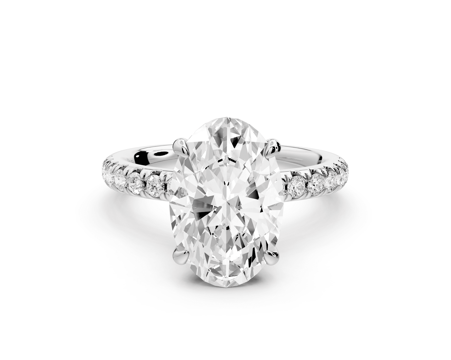 Flora - 3ct platinum oval talong prong Wrap around halo Half Band Engagement Ring - Mr. Alex Jewelry