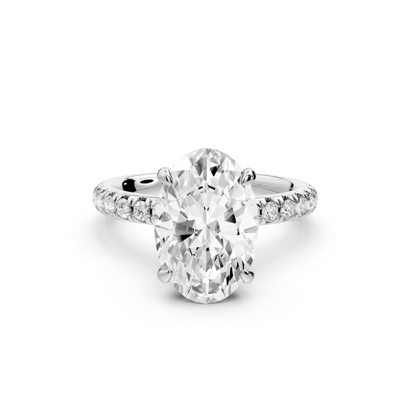 Flora - 3ct platinum oval talong prong Wrap around halo Half Band Engagement Ring - Mr. Alex Jewelry