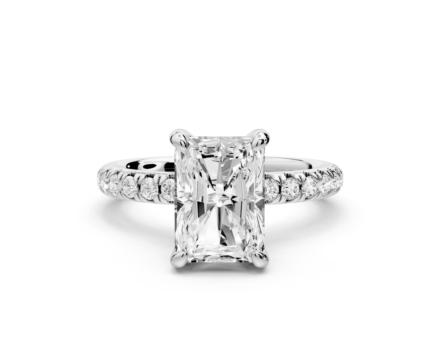 Flora - 3ct platinum radiant talong prong Wrap around halo Half Band Engagement Ring - Mr. Alex Jewelry