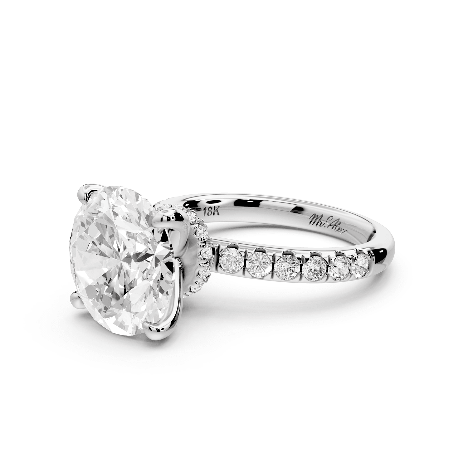 Flora - 3ct platinum round talong prong Wrap around halo Half Band Engagement Ring - Mr. Alex Jewelry