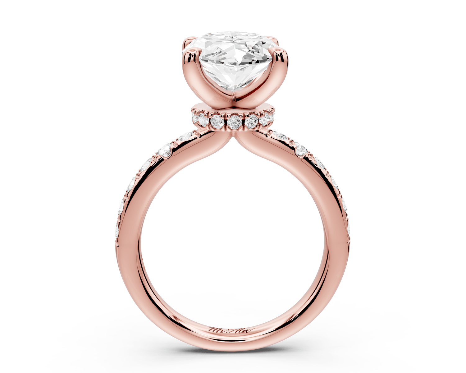 Flora - 4ct 14k rose gold marquise talong prong Wrap around halo Half Band Engagement Ring - Mr. Alex Jewelry