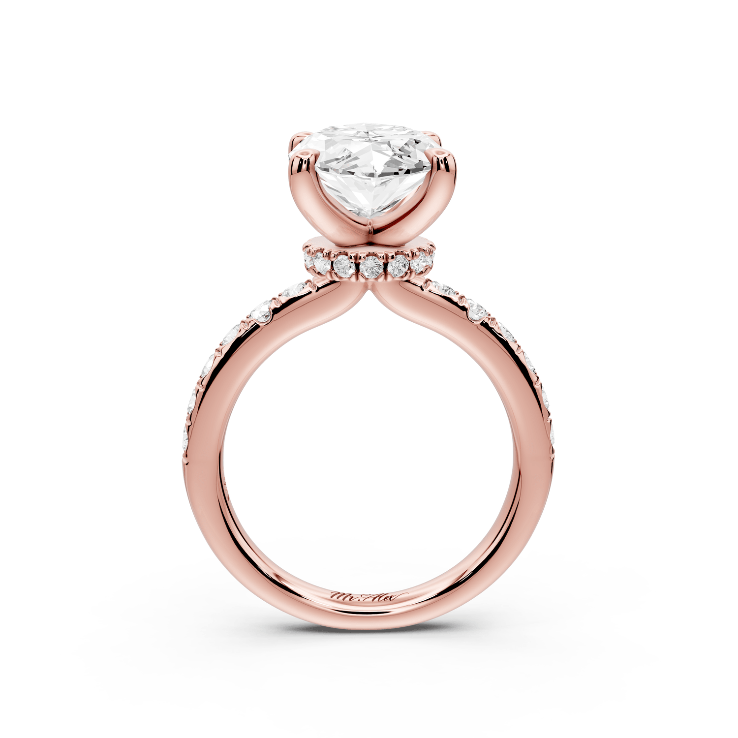 Flora - 4ct 14k rose gold marquise talong prong Wrap around halo Half Band Engagement Ring - Mr. Alex Jewelry