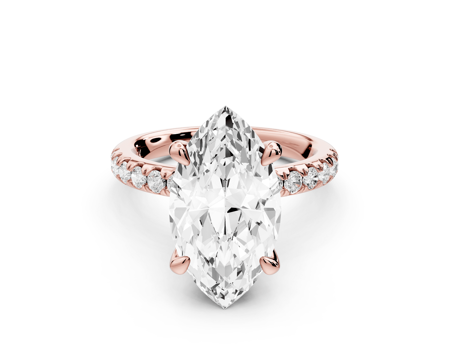 Flora - 4ct 14k rose gold marquise talong prong Wrap around halo Half Band Engagement Ring - Mr. Alex Jewelry