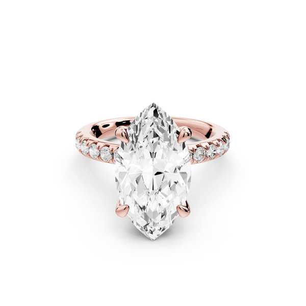 Flora - 4ct 14k rose gold marquise talong prong Wrap around halo Half Band Engagement Ring - Mr. Alex Jewelry