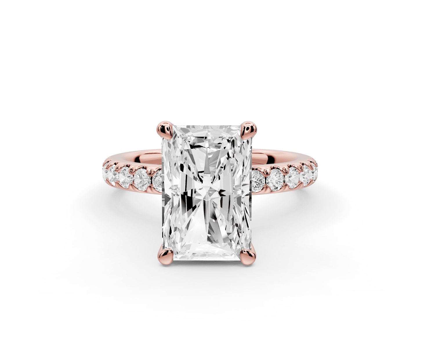 Flora - 4ct 14k rose gold radiant talong prong Wrap around halo Half Band Engagement Ring - Mr. Alex Jewelry
