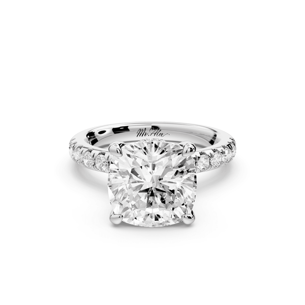 Flora - 4ct 14k white gold cushion talong prong Wrap around halo Half Band Engagement Ring - Mr. Alex Jewelry