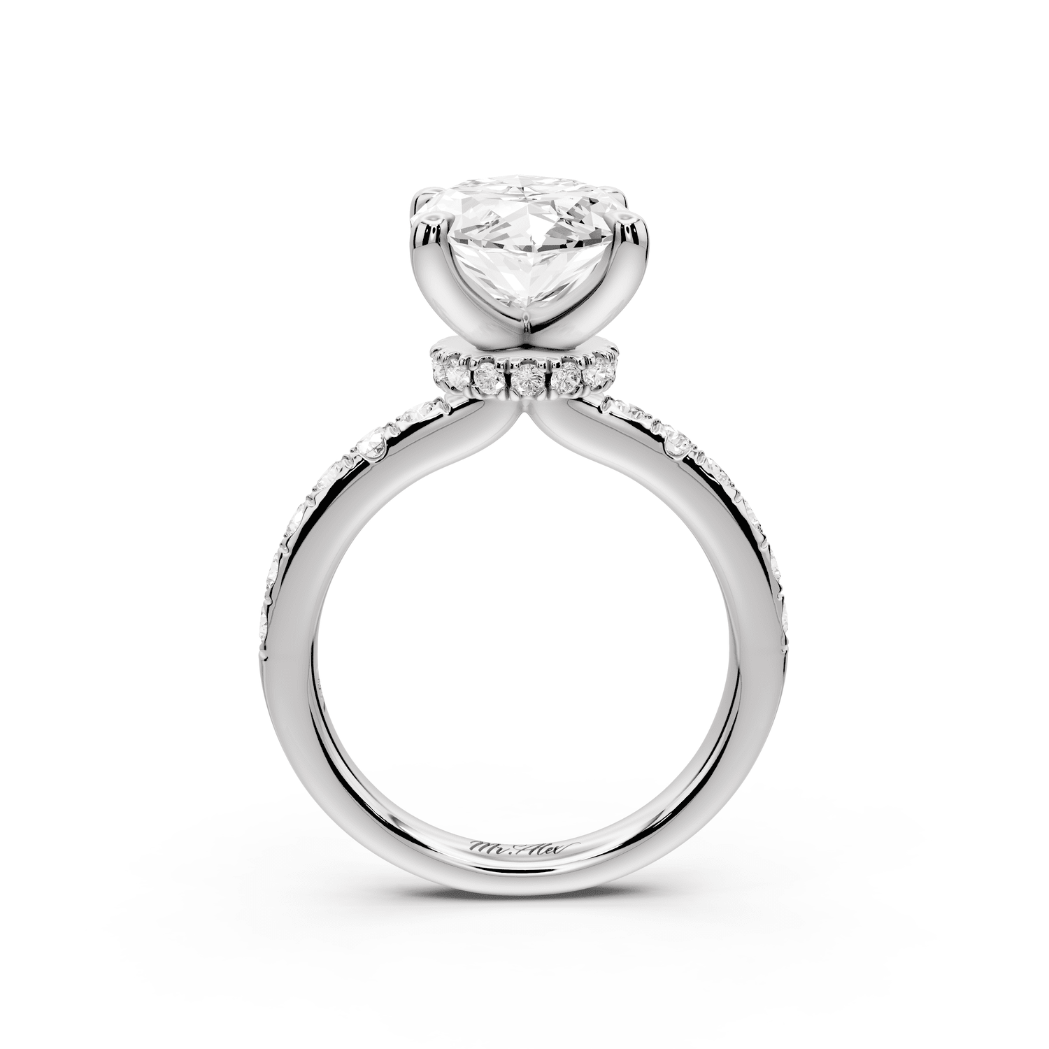 Flora - 4ct 14k white gold marquise talong prong Wrap around halo Half Band Engagement Ring - Mr. Alex Jewelry