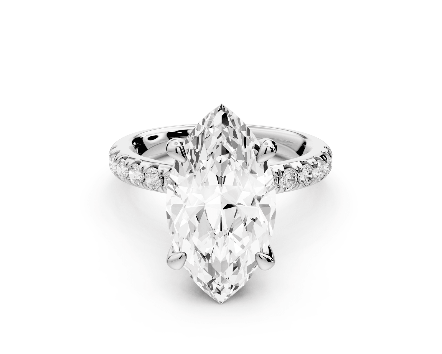 Flora - 4ct 14k white gold marquise talong prong Wrap around halo Half Band Engagement Ring - Mr. Alex Jewelry