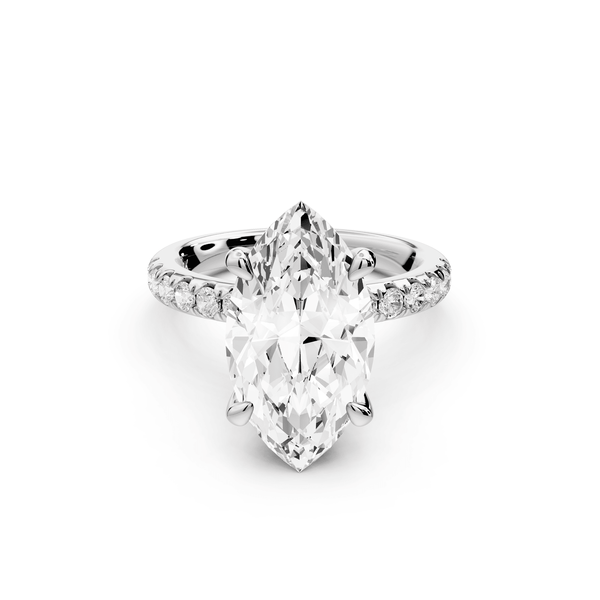 Flora - 4ct 14k white gold marquise talong prong Wrap around halo Half Band Engagement Ring - Mr. Alex Jewelry