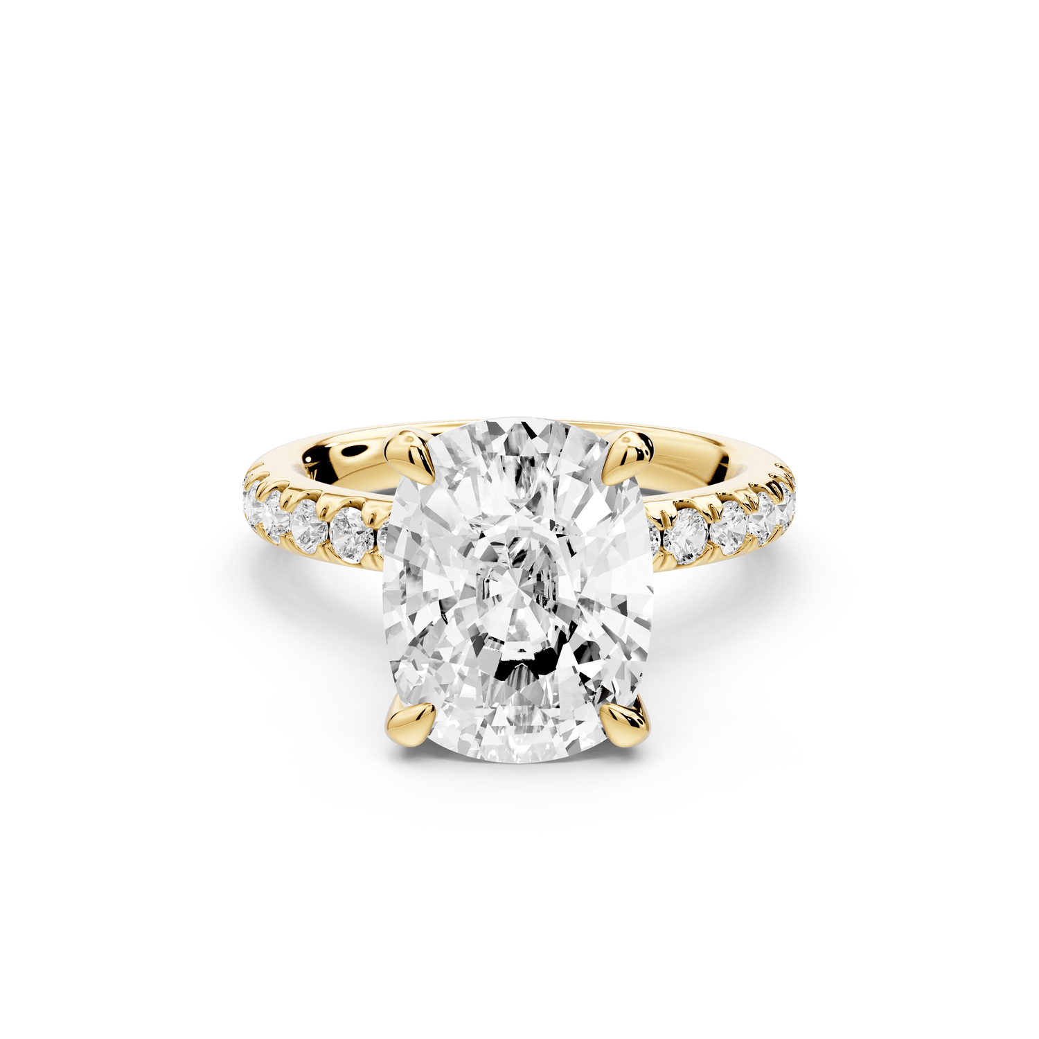 Flora - 4ct 14k yellow gold ecushion talong prong Wrap around halo Half Band Engagement Ring - Mr. Alex Jewelry