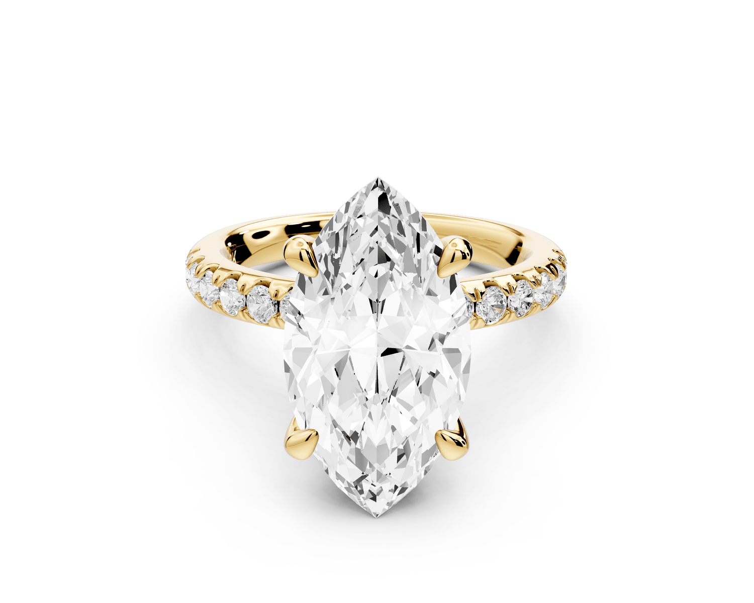 Flora - 4ct 14k yellow gold marquise talong prong Wrap around halo Half Band Engagement Ring - Mr. Alex Jewelry