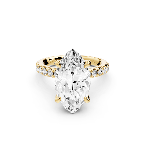 Flora - 4ct 14k yellow gold marquise talong prong Wrap around halo Half Band Engagement Ring - Mr. Alex Jewelry