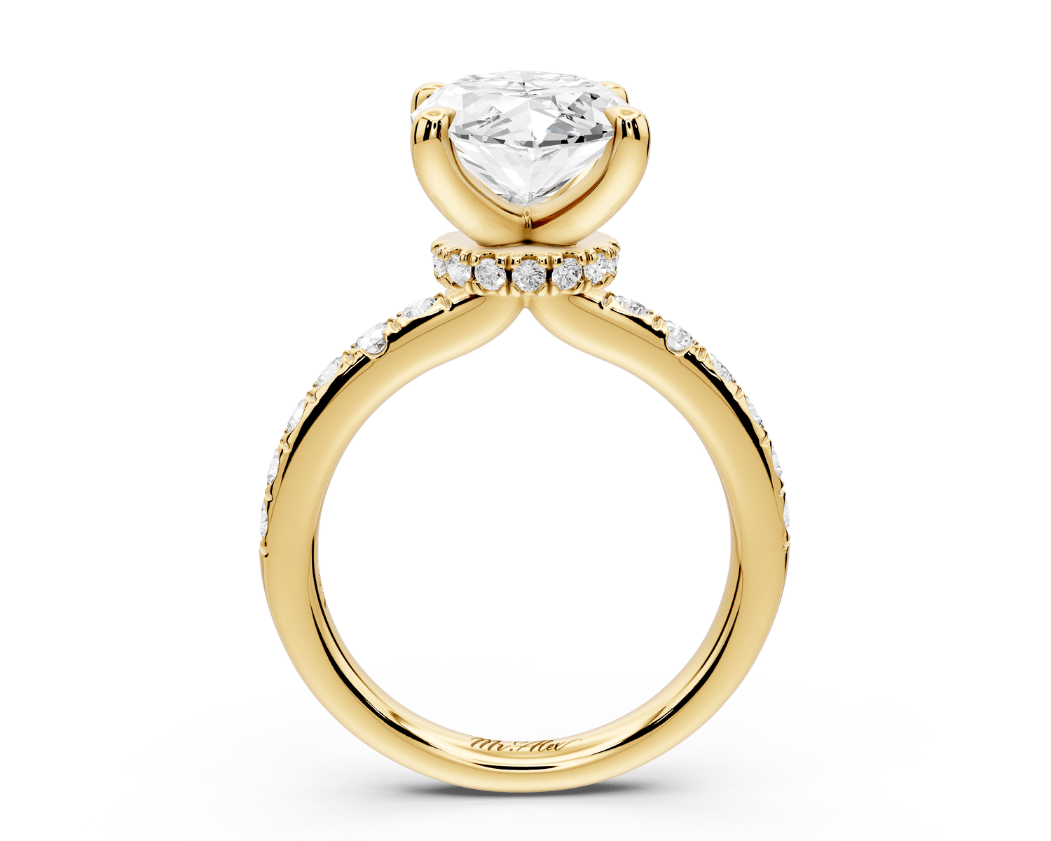 Flora - 4ct 14k yellow gold marquise talong prong Wrap around halo Half Band Engagement Ring - Mr. Alex Jewelry