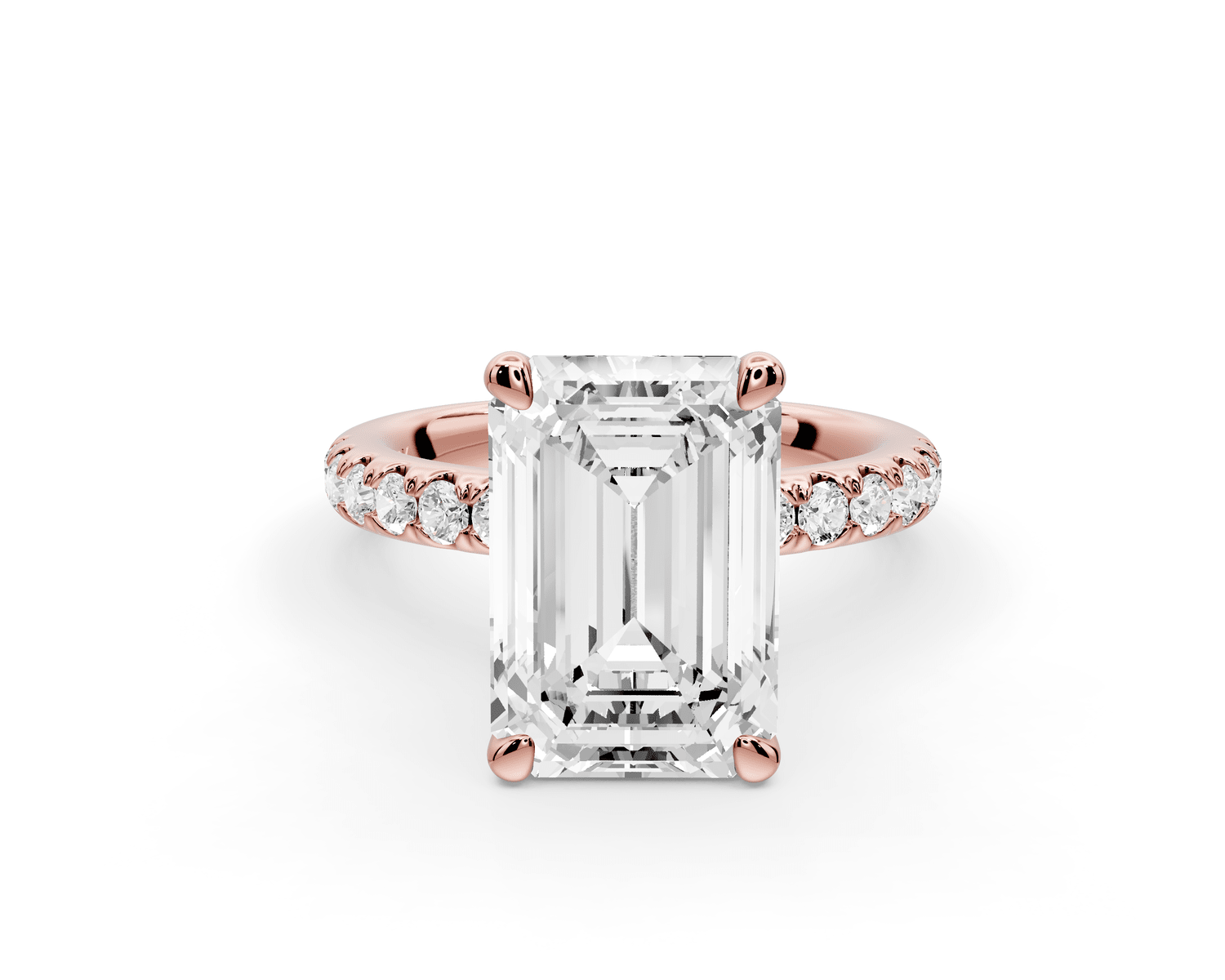 Flora - 4ct 18k rose gold emerald talong prong Wrap around halo Half Band Engagement Ring - Mr. Alex Jewelry