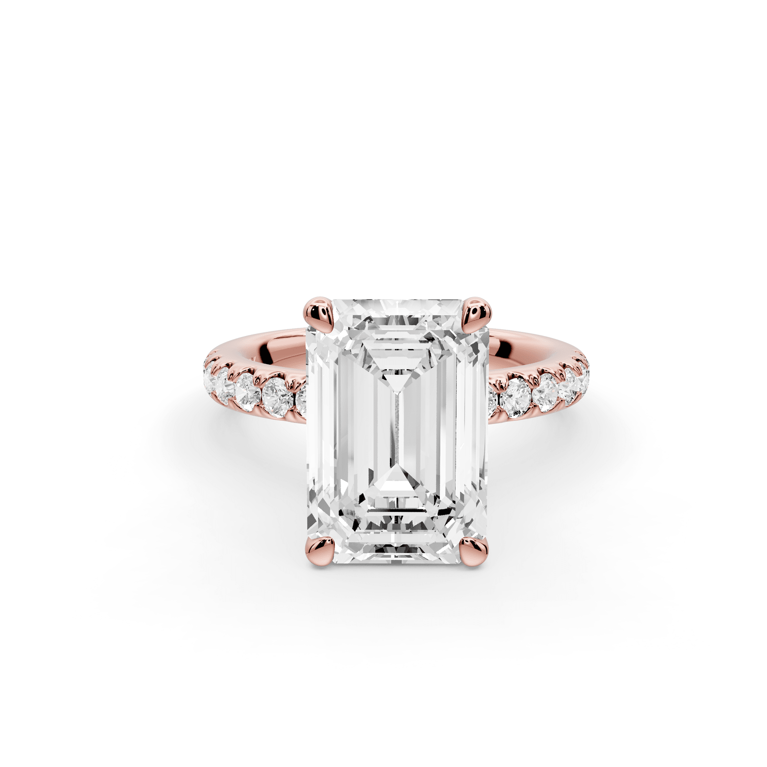 Flora - 4ct 18k rose gold emerald talong prong Wrap around halo Half Band Engagement Ring - Mr. Alex Jewelry