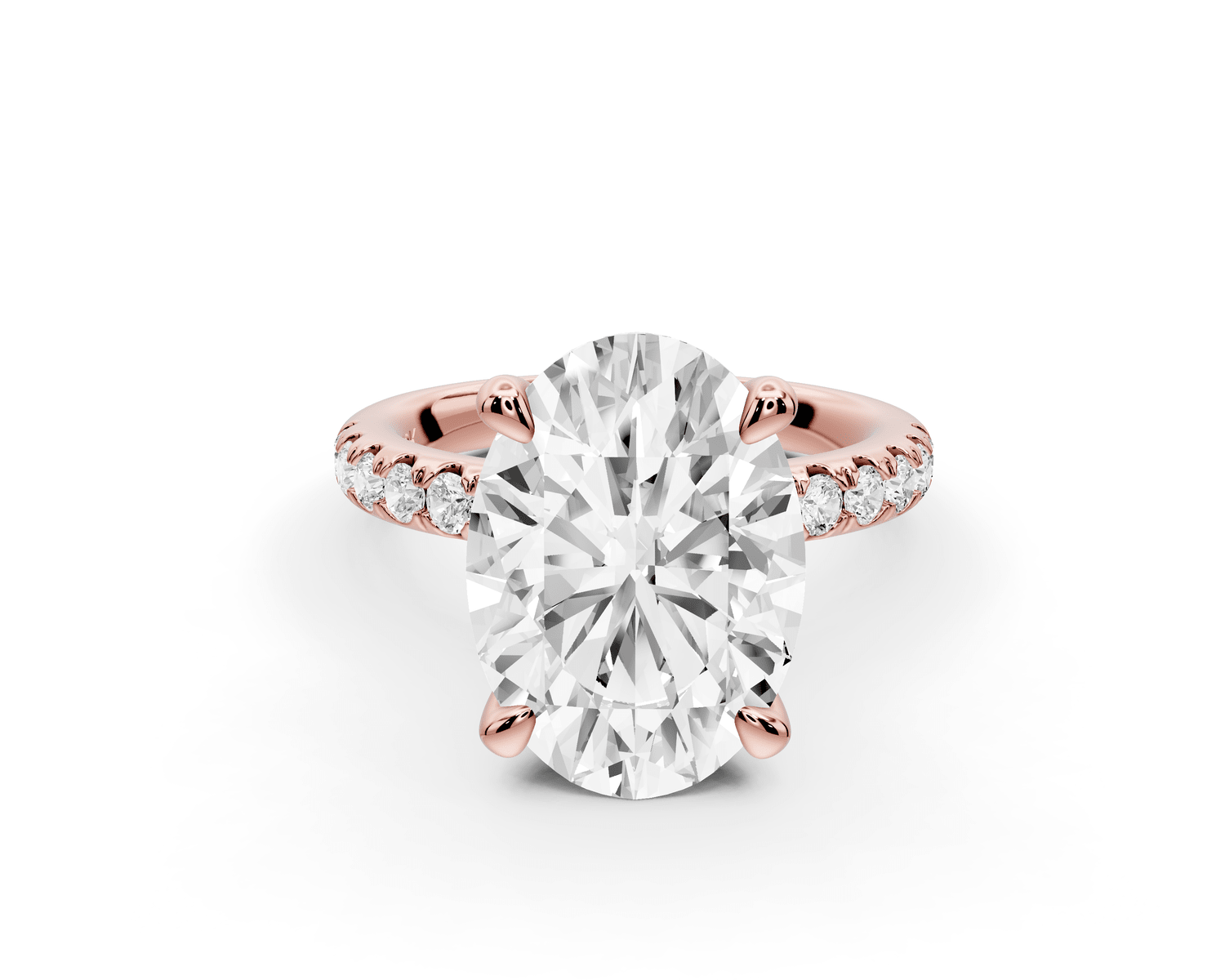 Flora - 4ct 18k rose gold oval talong prong Wrap around halo Half Band Engagement Ring - Mr. Alex Jewelry