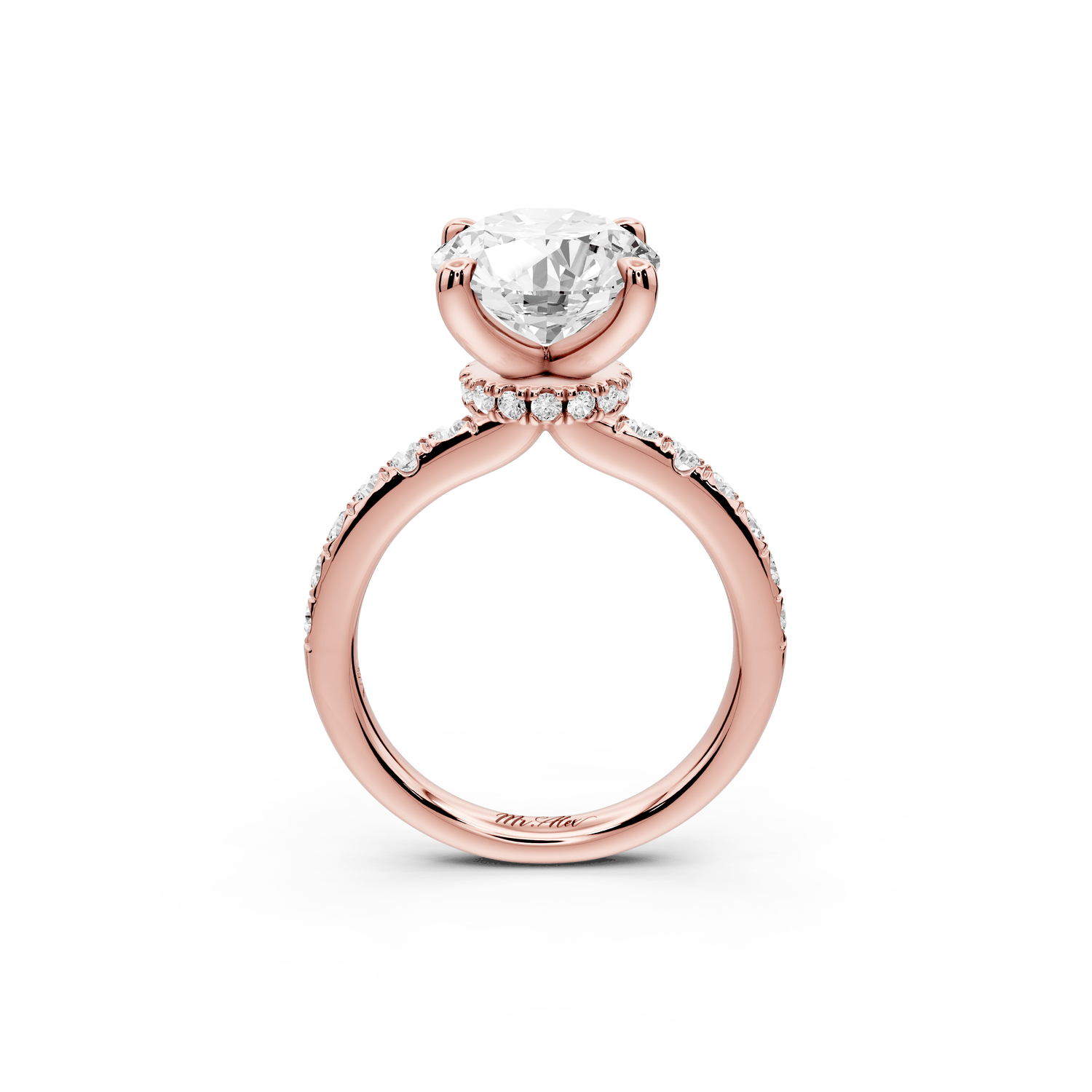 Flora - 4ct 18k rose gold oval talong prong Wrap around halo Half Band Engagement Ring - Mr. Alex Jewelry