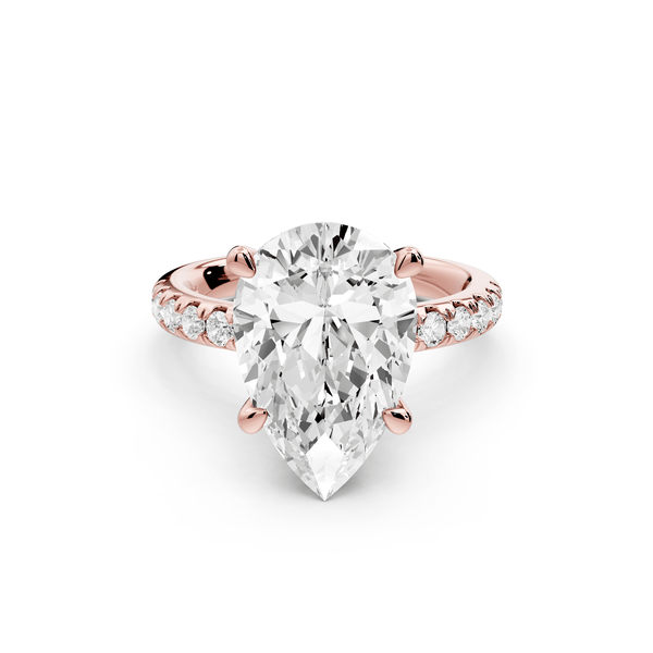 Flora - 4ct 18k rose gold pear talong prong Wrap around halo Half Band Engagement Ring - Mr. Alex Jewelry