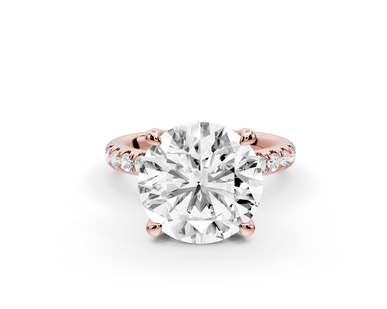 Flora - 4ct 18k rose gold round talong prong Wrap around halo Half Band Engagement Ring - Mr. Alex Jewelry
