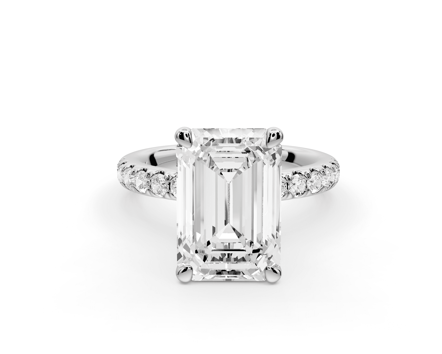 Flora - 4ct 18k white gold emerald talong prong Wrap around halo Half Band Engagement Ring - Mr. Alex Jewelry