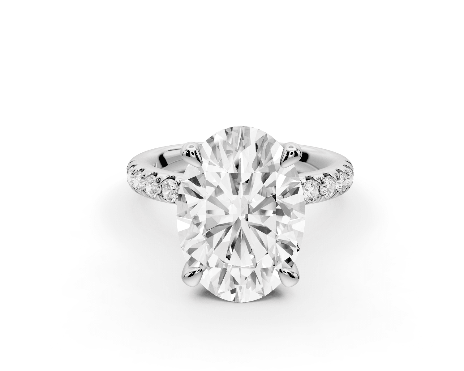 Flora - 4ct 18k white gold oval talong prong Wrap around halo Half Band Engagement Ring - Mr. Alex Jewelry