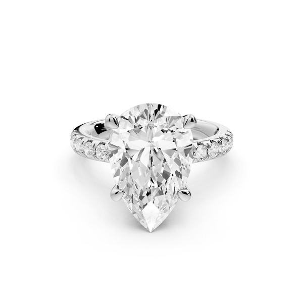 Flora - 4ct 18k white gold pear talong prong Wrap around halo Half Band Engagement Ring - Mr. Alex Jewelry