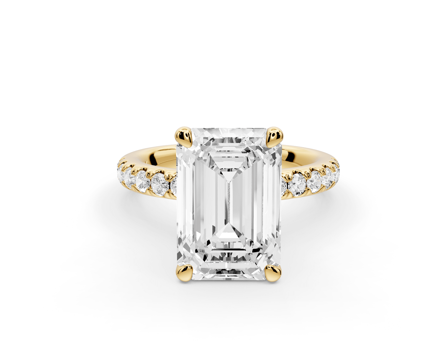 Flora - 4ct 18k yellow gold emerald talong prong Wrap around halo Half Band Engagement Ring - Mr. Alex Jewelry