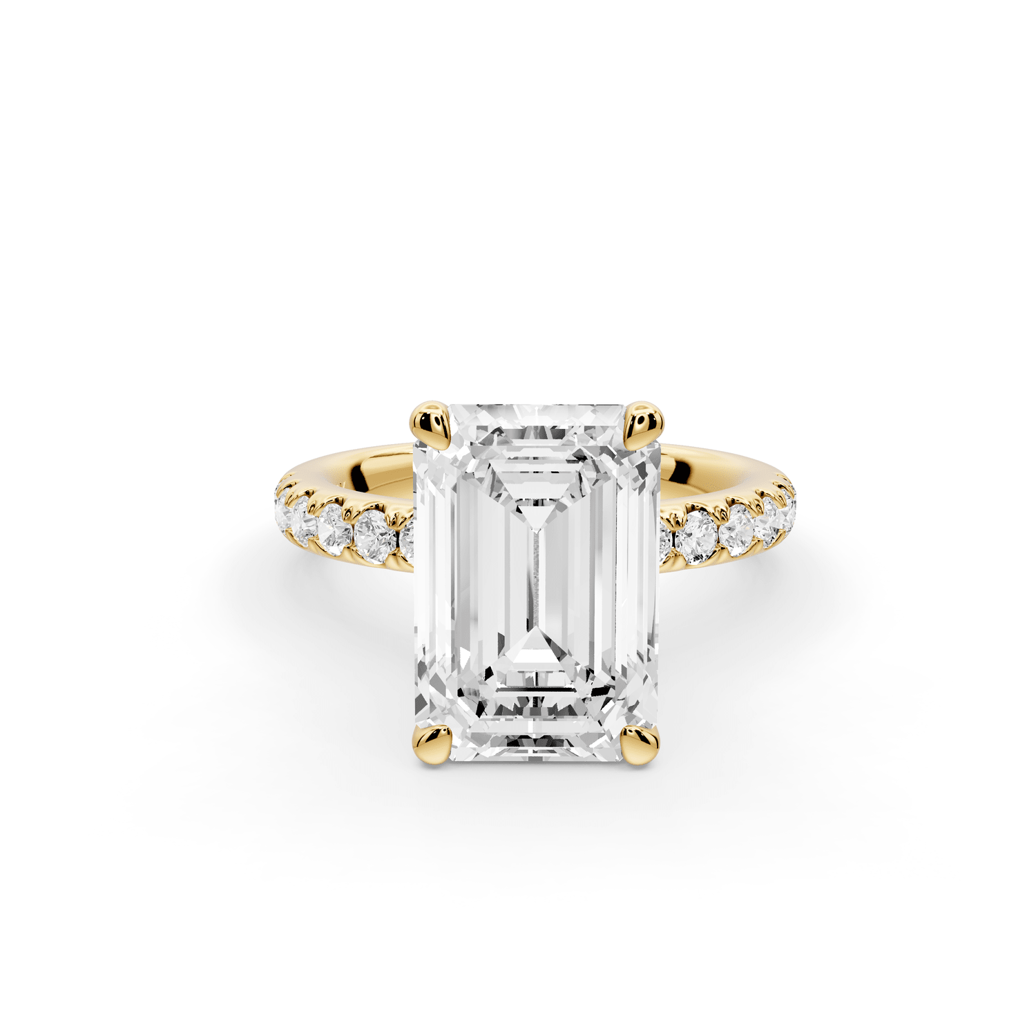 Flora - 4ct 18k yellow gold emerald talong prong Wrap around halo Half Band Engagement Ring - Mr. Alex Jewelry