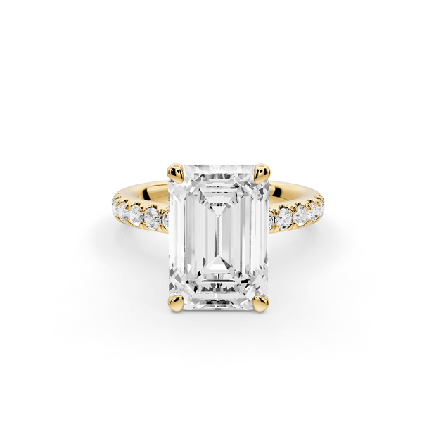 Flora - 4ct 18k yellow gold emerald talong prong Wrap around halo Half Band Engagement Ring - Mr. Alex Jewelry