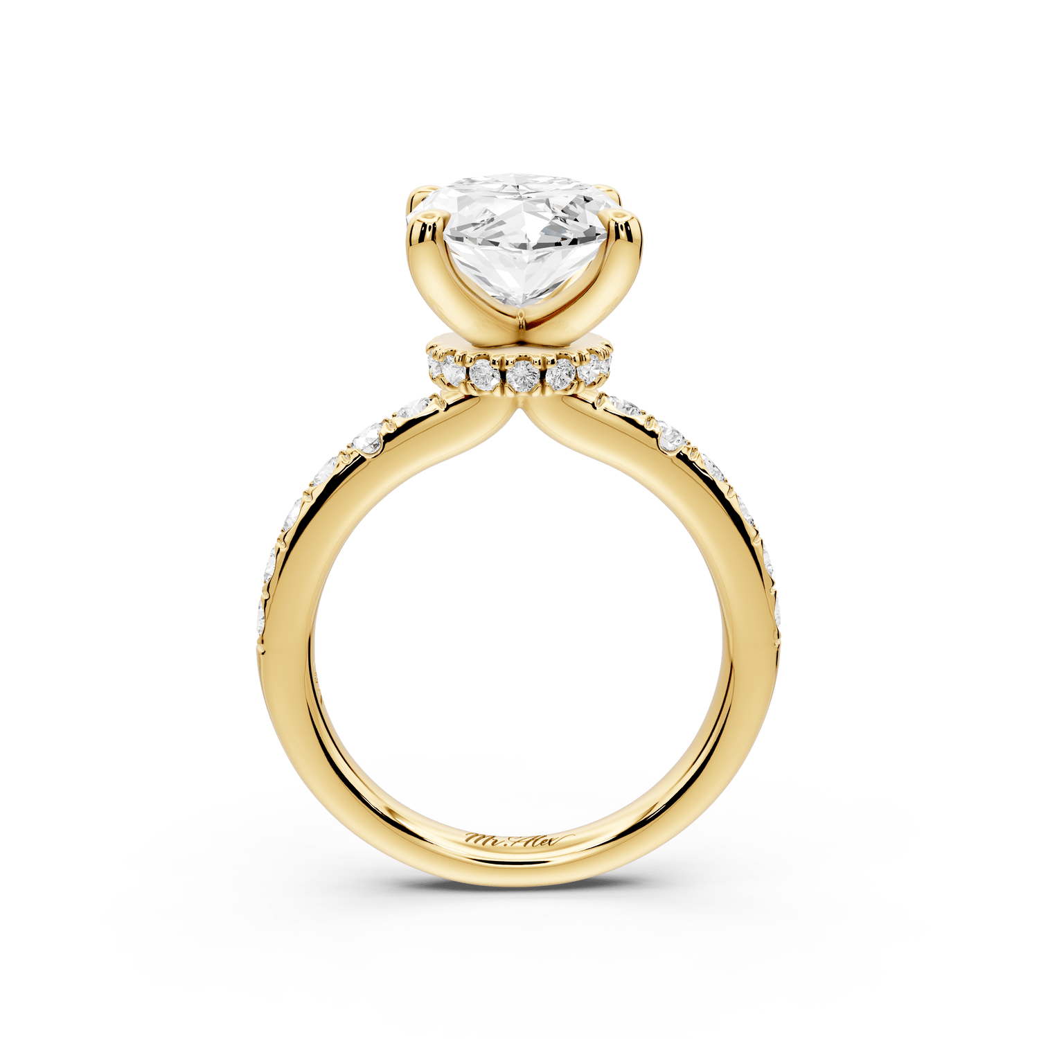Flora - 4ct 18k yellow gold marquise talong prong Wrap around halo Half Band Engagement Ring - Mr. Alex Jewelry