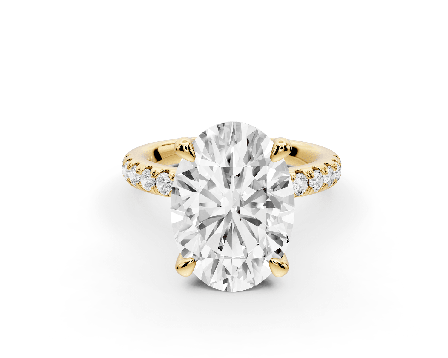 Flora - 4ct 18k yellow gold oval talong prong Wrap around halo Half Band Engagement Ring - Mr. Alex Jewelry