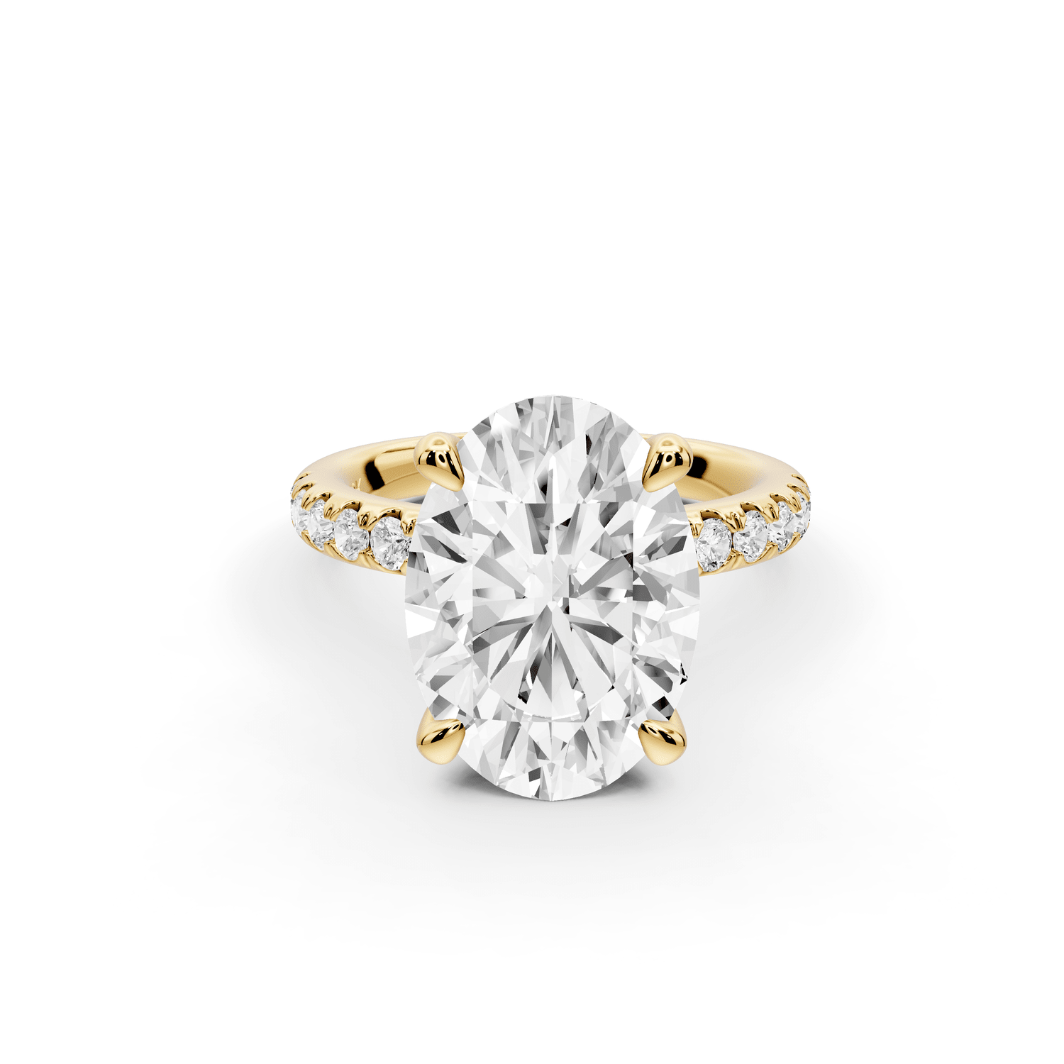 Flora - 4ct 18k yellow gold oval talong prong Wrap around halo Half Band Engagement Ring - Mr. Alex Jewelry