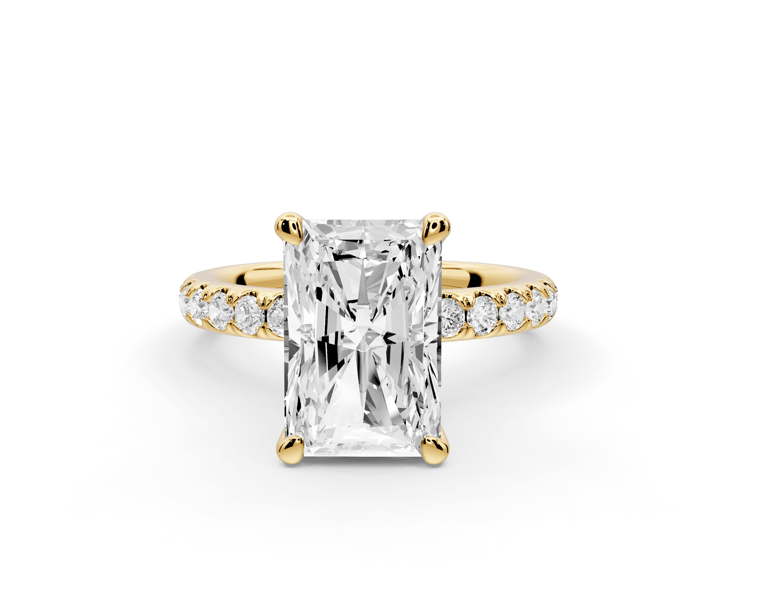 Flora - 4ct 18k yellow gold radiant talong prong Wrap around halo Half Band Engagement Ring - Mr. Alex Jewelry