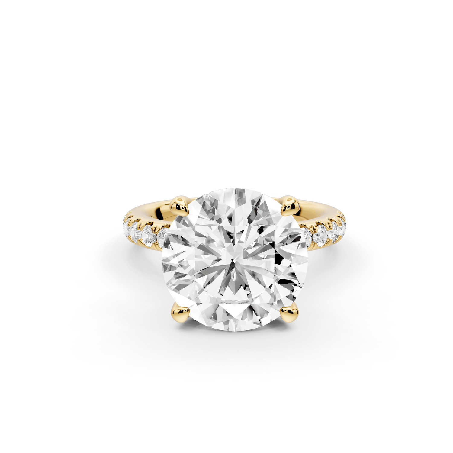 Flora - 4ct 18k yellow gold round talong prong Wrap around halo Half Band Engagement Ring - Mr. Alex Jewelry