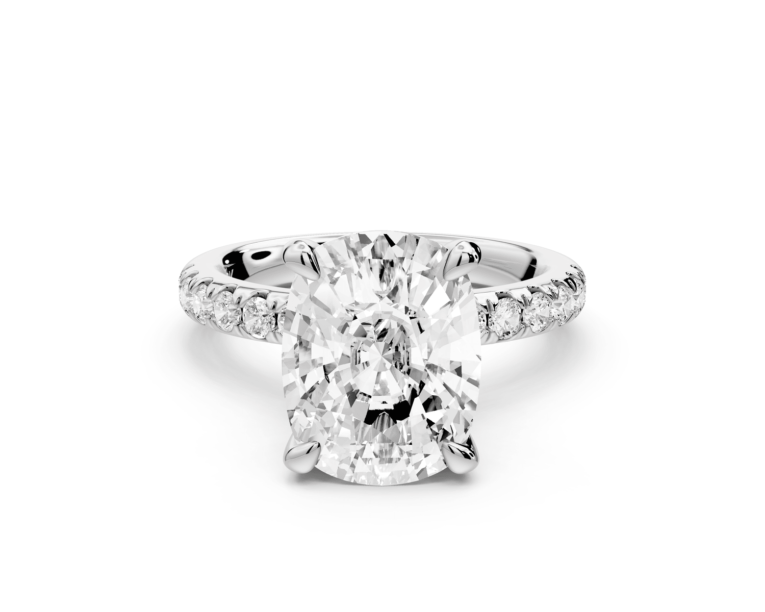 Flora - 4ct platinum ecushion talong prong Wrap around halo Half Band Engagement Ring - Mr. Alex Jewelry