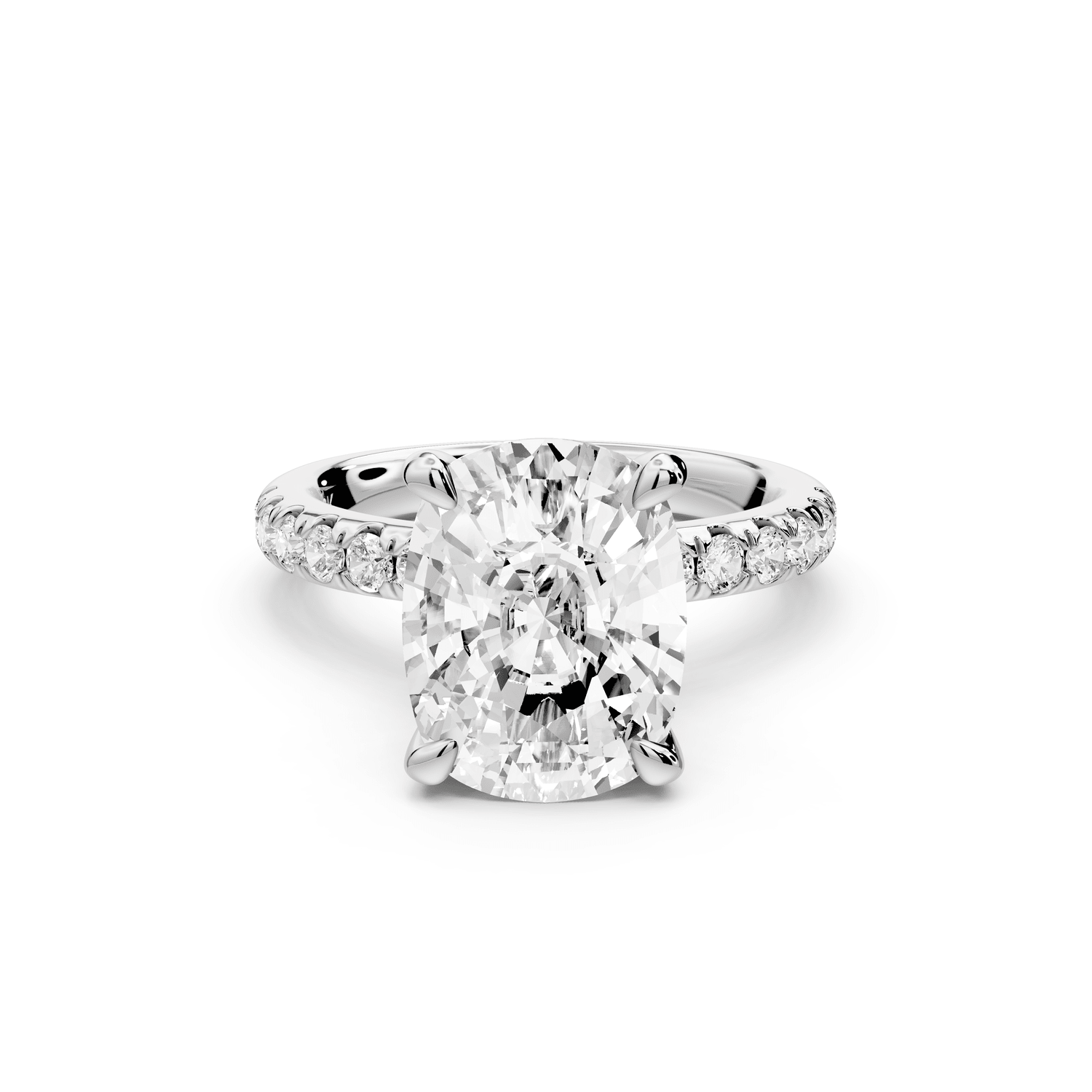 Flora - 4ct platinum ecushion talong prong Wrap around halo Half Band Engagement Ring - Mr. Alex Jewelry