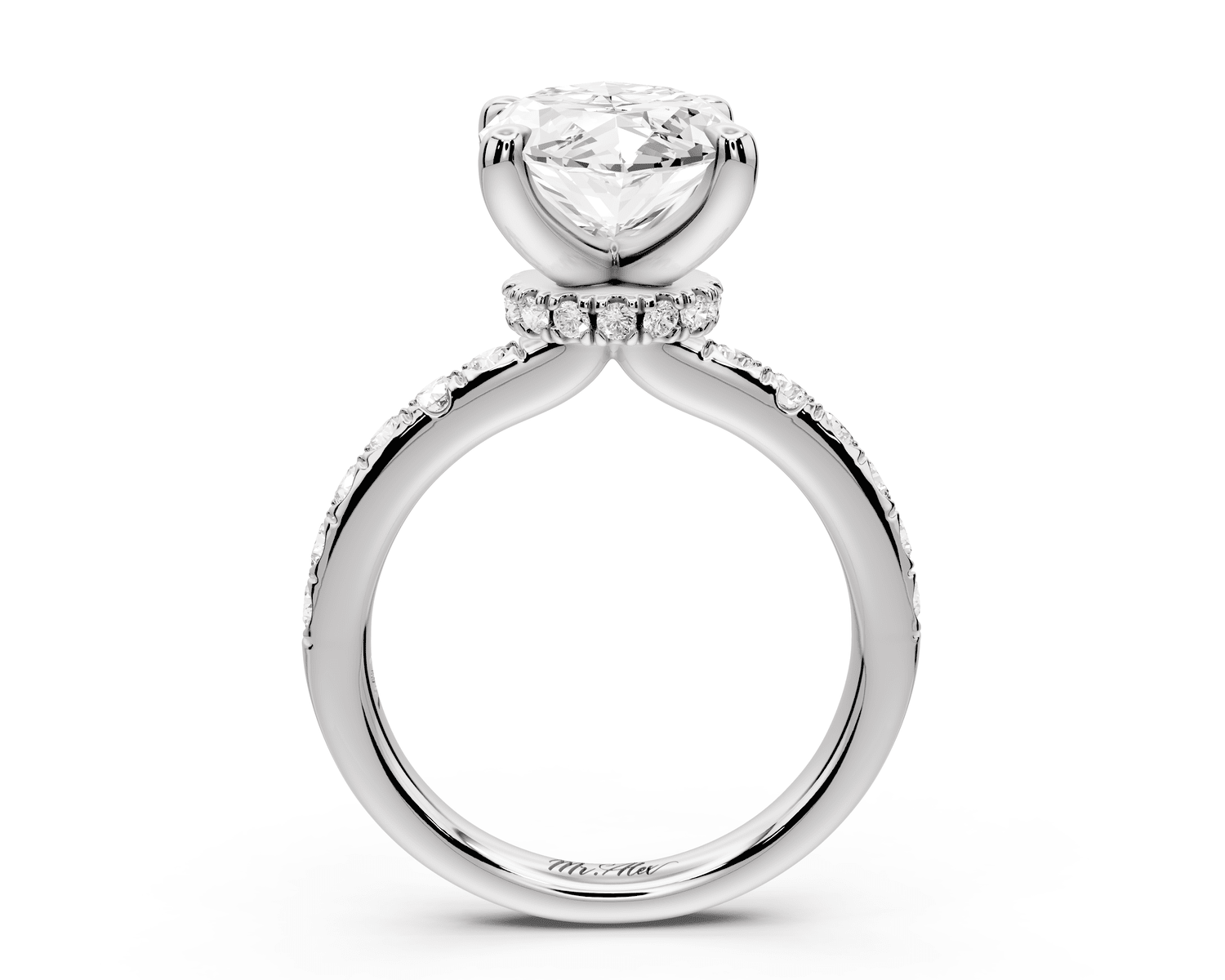 Flora - 4ct platinum marquise talong prong Wrap around halo Half Band Engagement Ring - Mr. Alex Jewelry