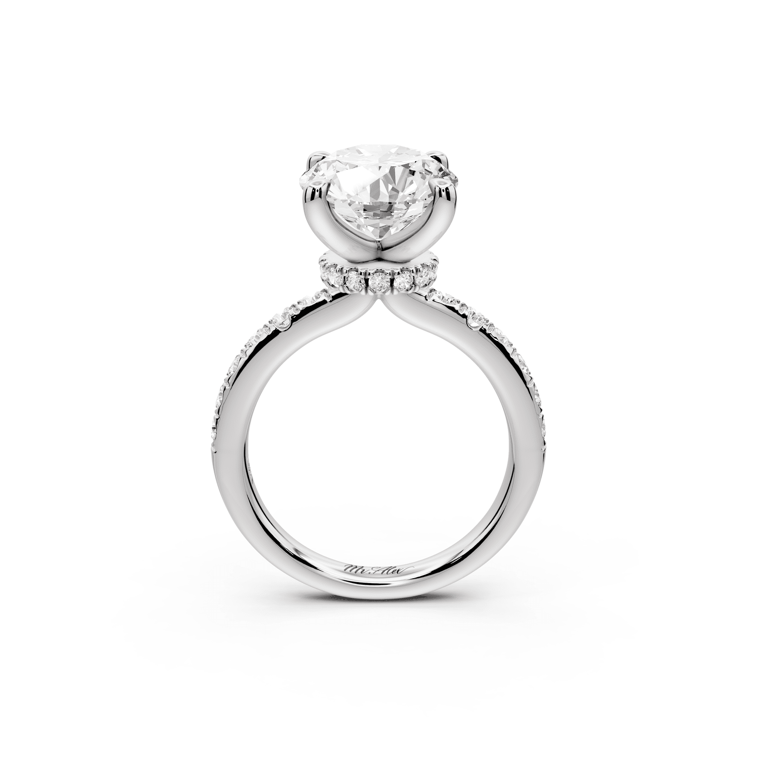 Flora - 4ct platinum oval talong prong Wrap around halo Half Band Engagement Ring - Mr. Alex Jewelry