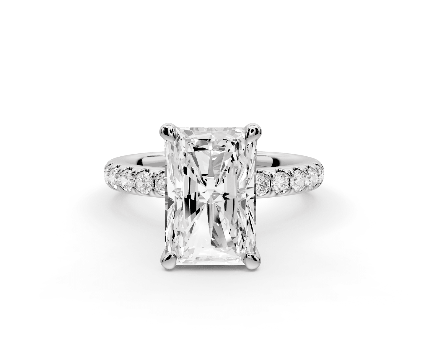 Flora - 4ct platinum radiant talong prong Wrap around halo Half Band Engagement Ring - Mr. Alex Jewelry