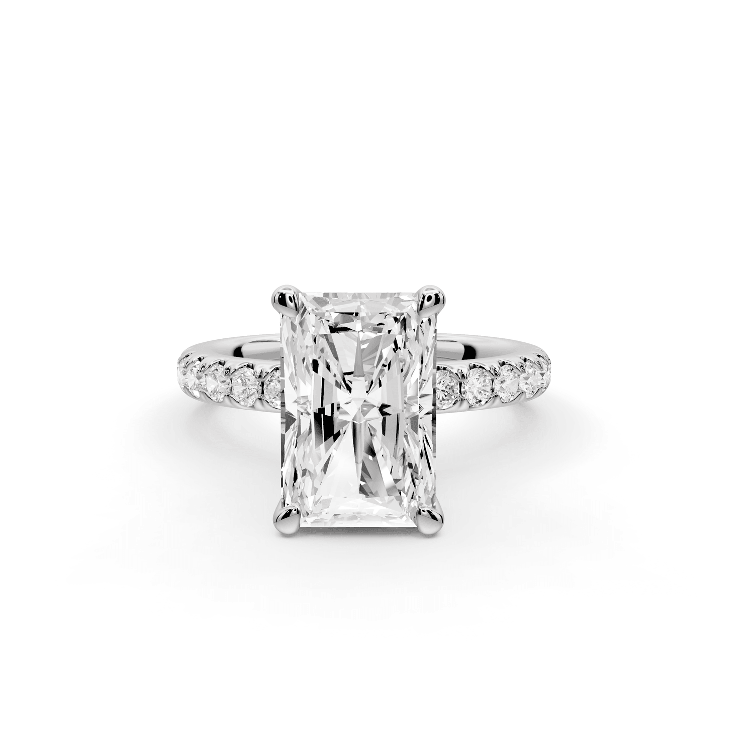 Flora - 4ct platinum radiant talong prong Wrap around halo Half Band Engagement Ring - Mr. Alex Jewelry