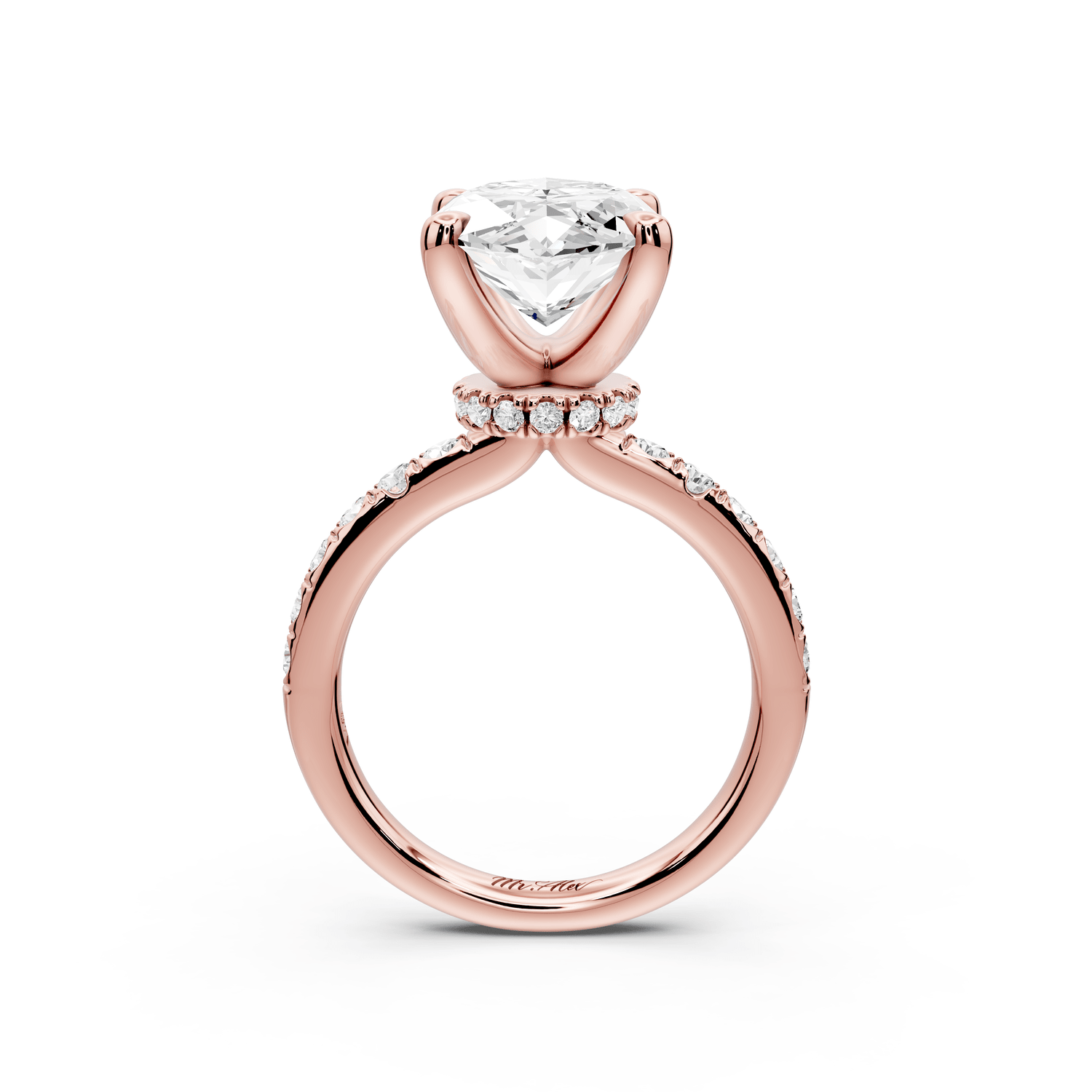 Flora - 5ct 14k rose gold marquise talong prong Wrap around halo Half Band Engagement Ring - Mr. Alex Jewelry