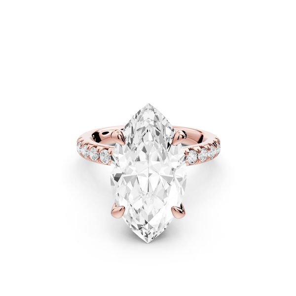 Flora - 5ct 14k rose gold marquise talong prong Wrap around halo Half Band Engagement Ring - Mr. Alex Jewelry